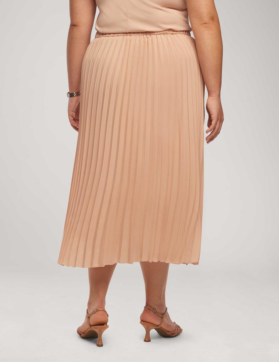 Grande Taille Anne Klein Solid Pull On Plissé Skirt   | DYZ-9498378